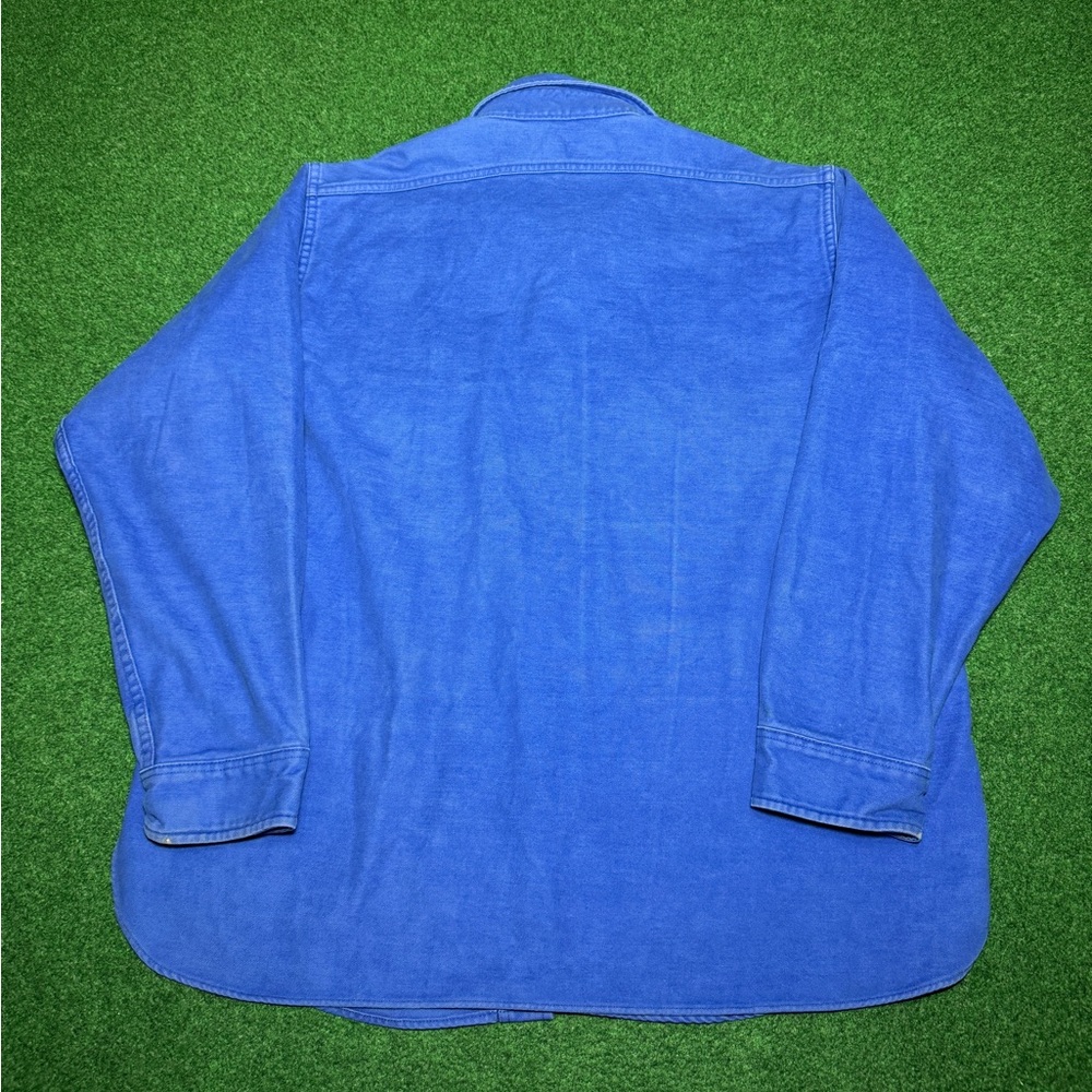 Woolrich Camois Thick Cotton Button Up 80s 90s Vintage Blue Flannel Shirt - Picture 4 of 7